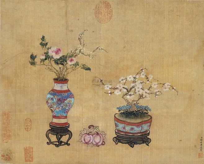 郎世宁——《清供图》花卉立轴欣赏 | 清|郎世宁(1688-1766)，意大利米兰人，原名朱塞佩·伽斯底里奥内，清康熙54年(1715)作为 ...