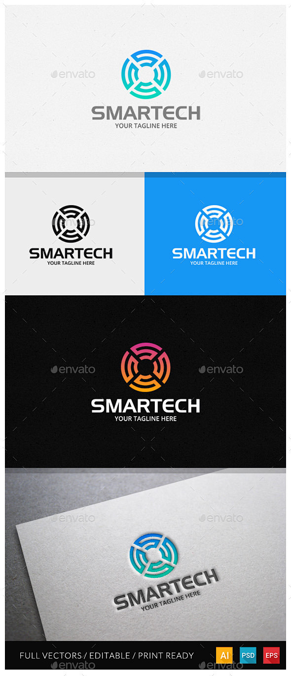 Smartech -字母S标志模板信件标...