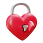 三维渲染七夕情人节爱情主题图标3D插画设计素材_爱心Heart-Lock2