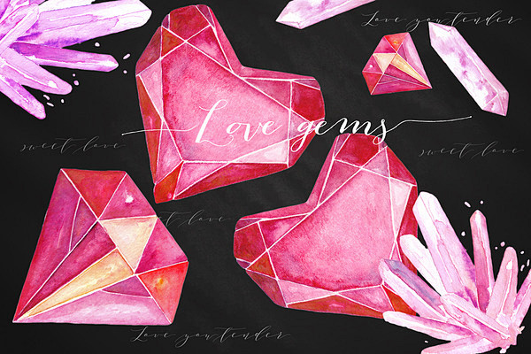 Love hearts gems. Va...
