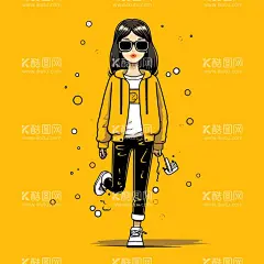 黄色服装动漫人物  - 源文件下载【酷图网】绘画人物,简笔人物,人物形象设计,日常生活插画,工作插画,工作场景,生活场景,线条绘画,青年形象,人物图库,生活人物,人物漫画,漫画人物,卡通人物,手绘人物,女孩,手绘女孩,卡通女孩,女孩插画,女人插画,线条简笔,黄色服装,眼镜