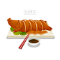 广式香烤乳猪酱料蘸料筷子美食插画广式|烤乳猪|酱料|筷子|美食|插画
