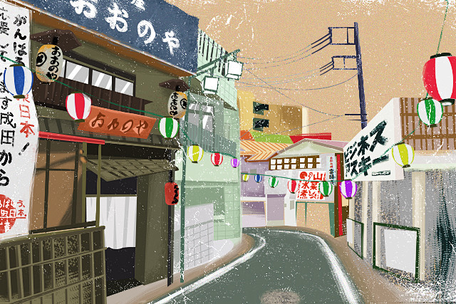#插画#日本街道