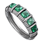 高级珠宝手镯

铂金，五颗凸圆形切割哥伦比亚祖母绿，共39.01克拉，缟玛瑙，明亮式切割圆钻。