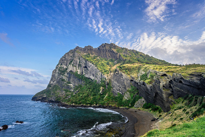 济州岛城山日出峰摄影照片