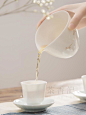 茶香记 甜白釉描金粉彩手绘公道杯—梅绽 匀杯 茶海 功夫茶具-淘宝网