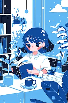 阅读会插画设计人物形象