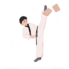 跆拳道人物动作踢靶高清模板免费下载-趣麦麦图