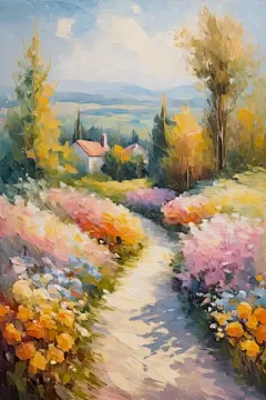 公园风景艺术油画图片插画