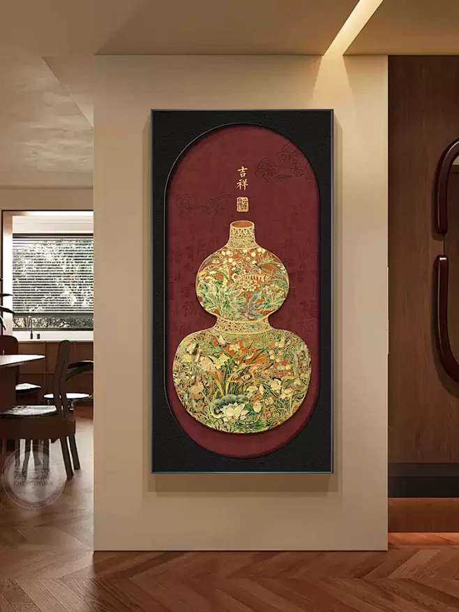 中古风玄关装饰画新中式高级感入户进门挂画走廊过道尽头壁画葫芦-tmall.com天猫-花瓣网