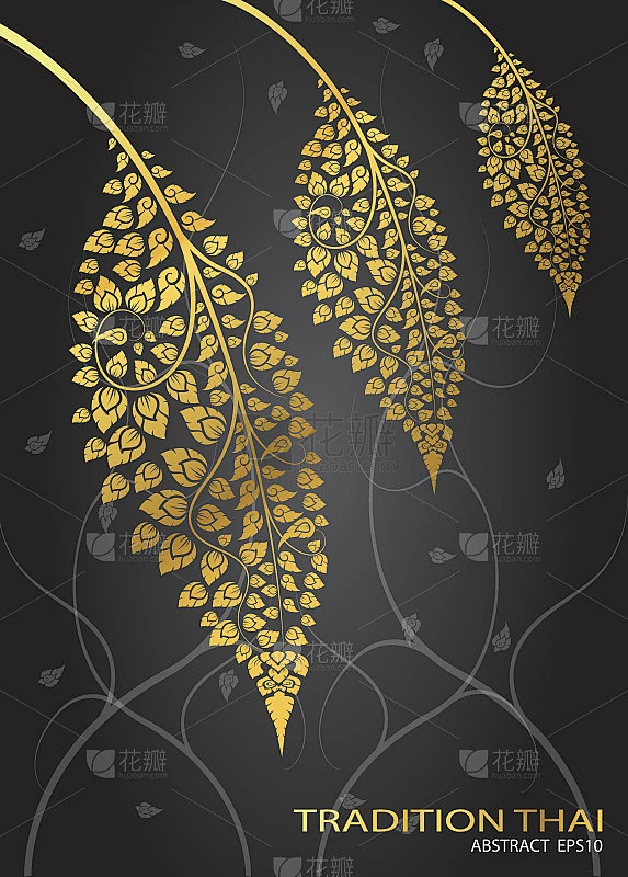 泰国传统矢量叶素材-花瓣网