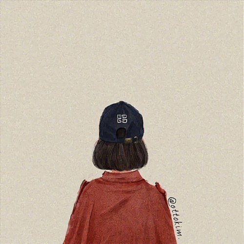小女孩背影微信插画头像