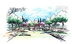谷多手绘，景观效果图，景观手绘