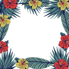 植物边框现代温馨手绘冷色调插画元素边框