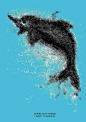 手绘 海洋 鱼 环境污染 水污染海报
