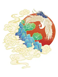 仙鹤  - 源文件下载【酷图网】仙鹤,鹤,手绘仙鹤,国潮仙鹤,古典仙鹤,古风仙鹤,中国风仙鹤,仙鹤插画,仙鹤素材,鹤素材,中国风,国潮,