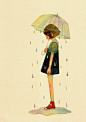我的心在下雨  插画  