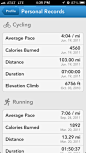 Runkeeper iPhone stats, lists screenshot