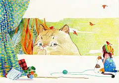 猫咪-馬豆子_插画,猫,水彩,彩铅_涂鸦王国插画
