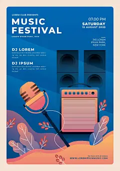 复古手绘卡通音乐节电音音乐会海报AI矢量印刷 大尺寸设计素材 (18)