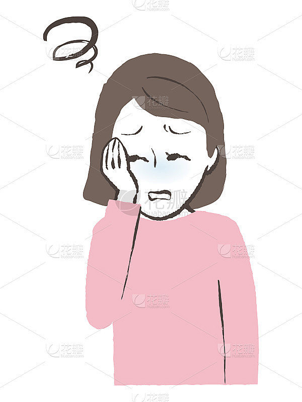 一个感觉不舒服的女士的插图
