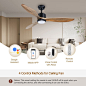 Ovlaim 52 Inch Indoor Outdoor Ceiling Fan, ETL Listed Quiet DC Motor Solid Wood Ceiling Fans with Lights Remote Control, 3 Blade Propeller Smart Ceiling Fan for Bedroom Living Room - Amazon.com