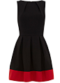 TOPSHO*同款 欧美大牌时尚 无袖红黑拼接气质修身小礼服裙 小黑裙