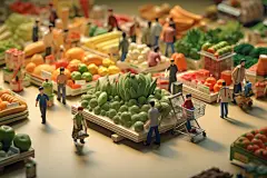 集市菜市场微缩场景模型