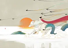 大禹 大禹治水  山海经 插画 板绘 幻想 神话人物 神话故事