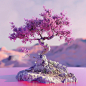 以Pastelcore风格对树进行独特的3D渲染