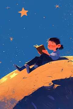 阅读好书手绘配图