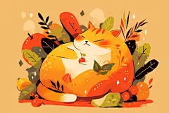 猫咪小橘猫插画素材