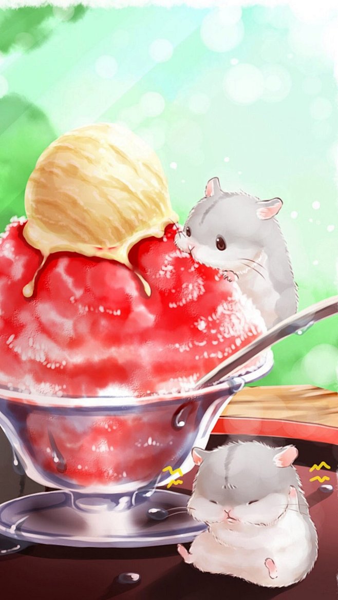 贪吃萌物仓鼠可爱宠物插画手机壁纸 #仓鼠...