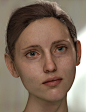 Y V4 12 b WIP, Sacha Austin : Skin made using modified maps from ICT's Digital Emily 2. Iris from TexturingXYZ. Retopologised scan geometry from 3d Scan Store via Wrap 3, then remodelled with Mudbox/3ds Max. Hair with Ornatrix plus Max Hair & Fur for 