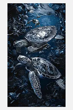 数字艺术海龟插画海龟素材-众图网