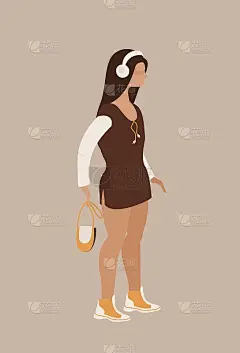 抽象现代女孩向量卡