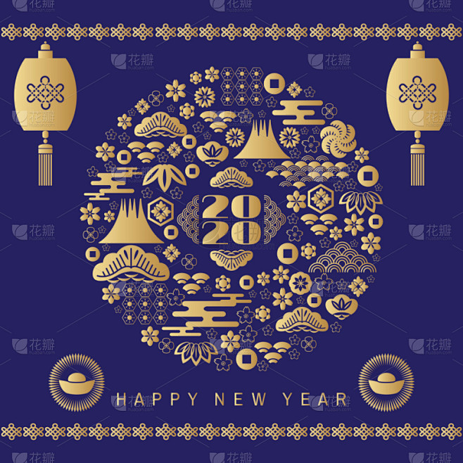 2020,幸福,春节,日历,贺卡,灯笼,...