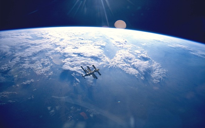 国际空间站地球外层空间的空间明星壁纸（#...