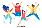 Young people jumping and having fun Free Vector