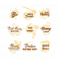 Honey sketches logos set, bee hive, honey jar, barrel, pot, spoon and flower hand drawings Free Vector