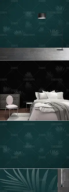 现代简约手绘植物热带树叶工笔叶子壁画墙画
