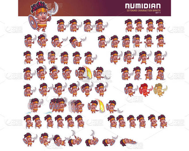 矢量插画 Numidian 战士卡通游戏...