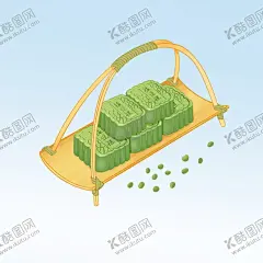 一篮绿豆糕 【酷图网】手绘,一篮,绿豆糕,素材,元素