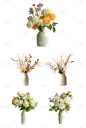 植物通用简约陶瓷实景鲜花花瓶元素素材
