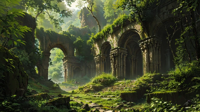 AI丛林遗迹场景设定图集 影视游戏场景概念设计 背景插画临摹-淘宝网-花瓣网