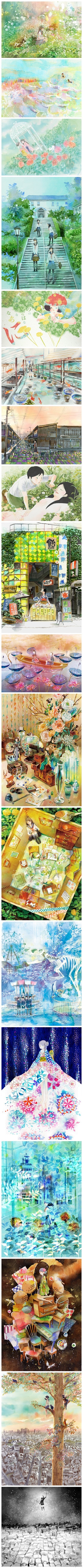 宮部サチ的手绘水彩插画作品