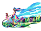 Hello Spring girl spring plane puppy dog bicycle vector flat character.png