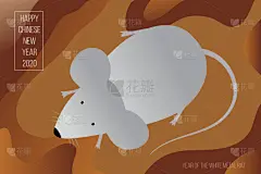 2020,鼠年,春节,可爱的,传统,边框,模板,绘画插图,新的,日本