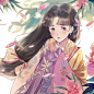 头像 古风 女生 意绘 插画