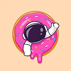 甜甜圈宇航员卡通插画矢量图设计素材